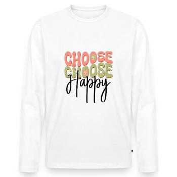 Choose Happy - Männer Premium Bio Langarmshirt - Weiß - Vorne - Nico (187cm)