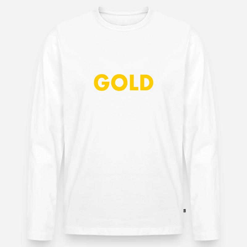 schweigen ist gold - Männer Premium Bio Langarmshirt - Weiß