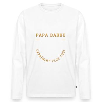 PAPA BARBU Cadeau papa - T-shirt manches longues Premium bio Homme - blanc - Devant - Nico (187cm)