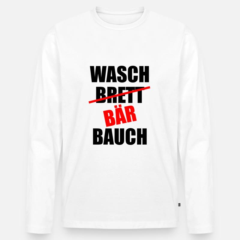 Waschbrett Waschbär Bauch - Männer Premium Bio Langarmshirt - Weiß