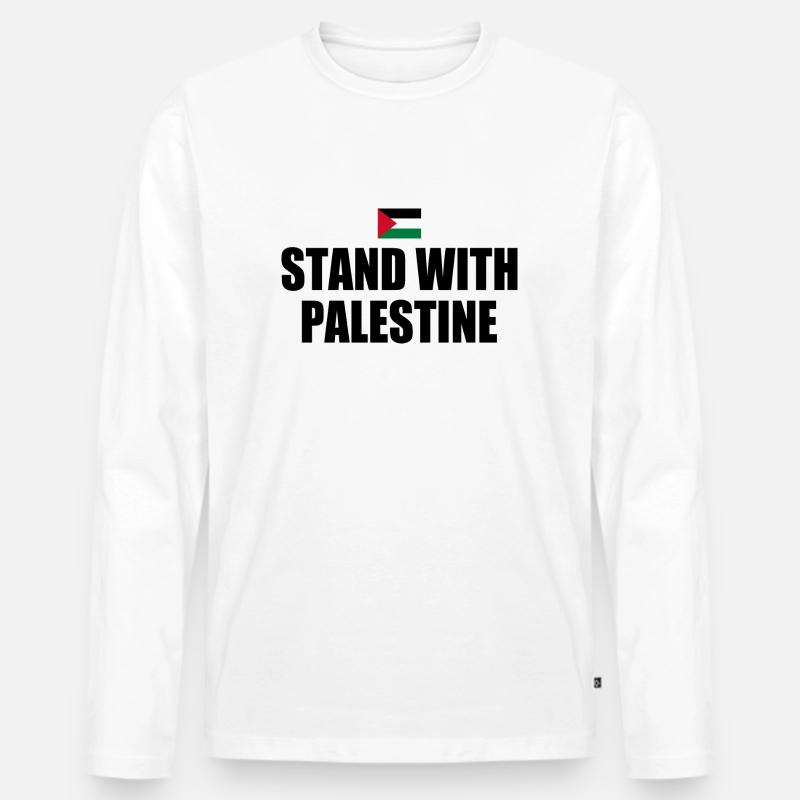 Stand with palestine - Männer Premium Bio Langarmshirt - Weiß