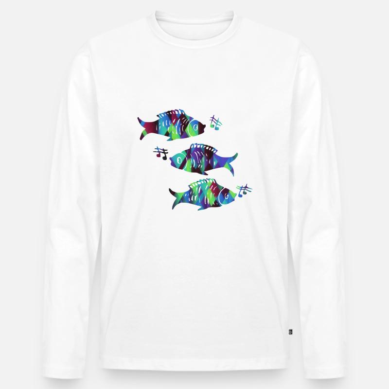 Fische - Männer Premium Bio Langarmshirt - Weiß