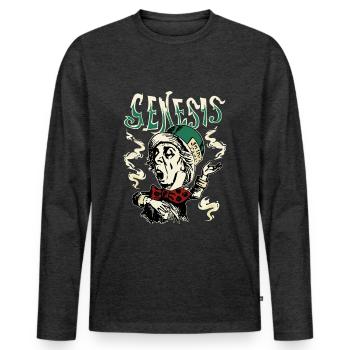 Genesis Madl Hatter - Men's Premium Organic Long Sleeve Shirt - heather anthracite - Front - Nico (187cm)