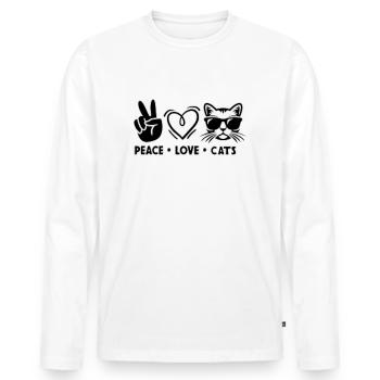 Peace Love Cats - Men's Premium Organic Long Sleeve Shirt - white - Front - Nico (187cm)