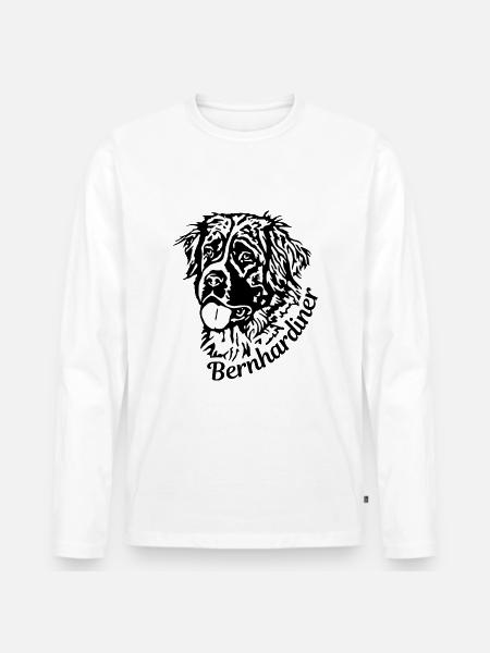 Bernhardiner Kopf - Männer Premium Bio Langarmshirt - Weiß