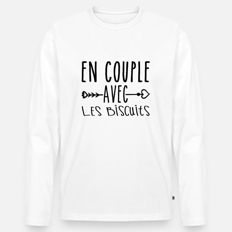 Coppie con Biscotti, Regalo per Fan dei Biscotti - Maglia a manica lunga ecologica premium da uomo - bianco