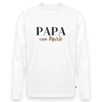 PAPA VON MARIE - Männer Premium Bio Langarmshirt - Weiß - Vorne - Nico (187cm)