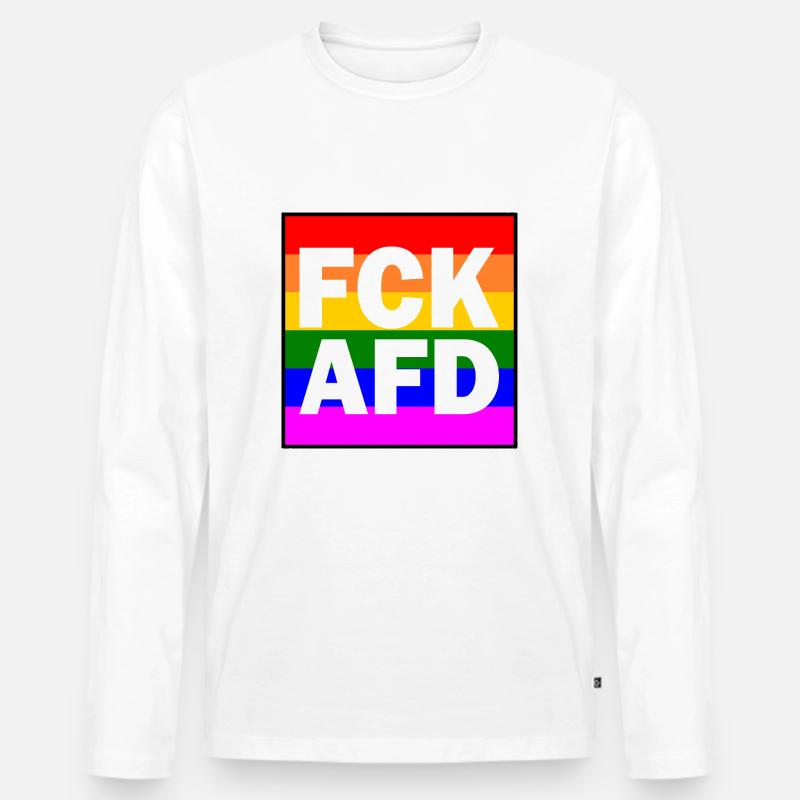 Fck afd - Männer Premium Bio Langarmshirt - Weiß