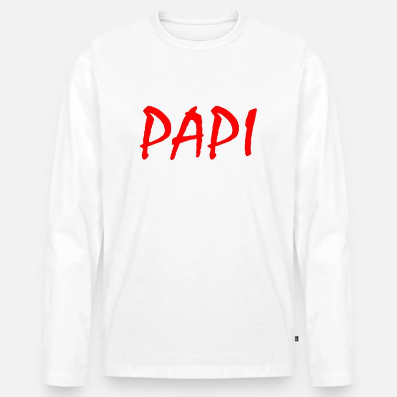 Papi - Männer Premium Bio Langarmshirt - Weiß