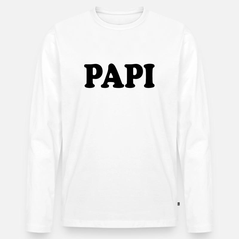 Papi - Männer Premium Bio Langarmshirt - Weiß