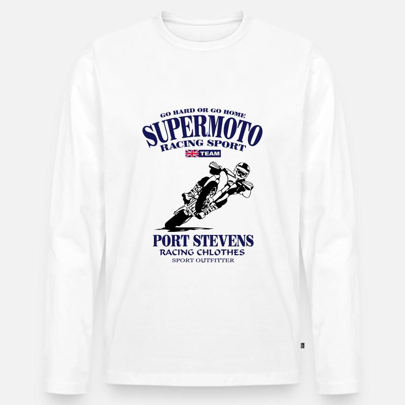 Supermoto Racing - Männer Premium Bio Langarmshirt - Weiß