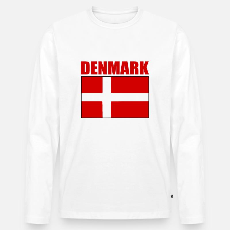 Dänemark - Männer Premium Bio Langarmshirt - Weiß
