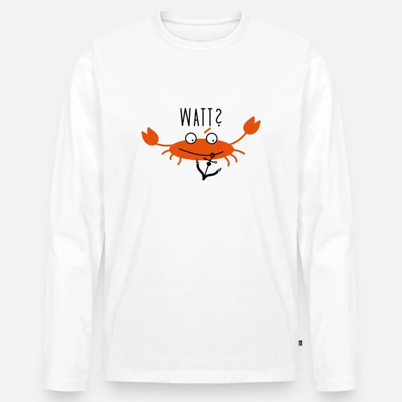 Krabbe und Anker - Männer Premium Bio Langarmshirt - Weiß