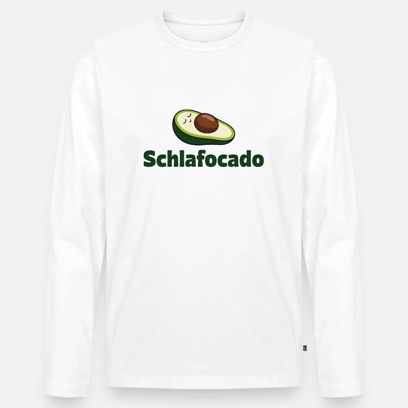 Schlafocado - Lustiges Avocadodesign - Männer Premium Bio Langarmshirt - Weiß