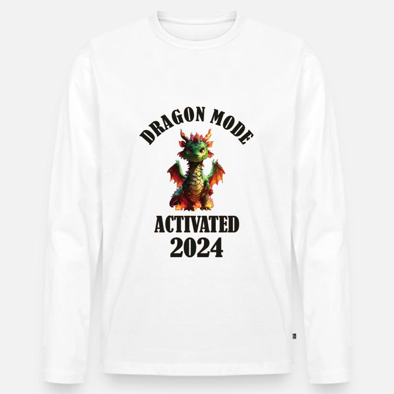 Dragon mode activated 2024 - Männer Premium Bio Langarmshirt - Weiß