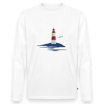 Leuchtturm - Männer Premium Bio Langarmshirt - Weiß - Vorne - Nico (187cm)