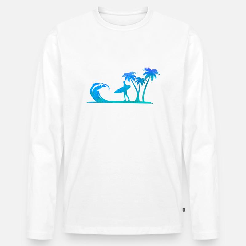 Surfer am Meer - Männer Premium Bio Langarmshirt - Weiß