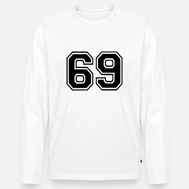 69 - Männer Premium Bio Langarmshirt - Weiß