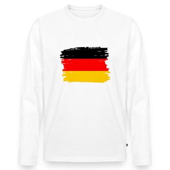 Drapeau de l’Allemagne Drapeau allemand Utilisé Look Homeland - T-shirt manches longues Premium bio Homme - blanc - Devant - Nico (187cm)