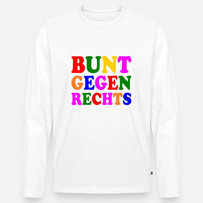 Bunt gegen rechts - Männer Premium Bio Langarmshirt - Weiß