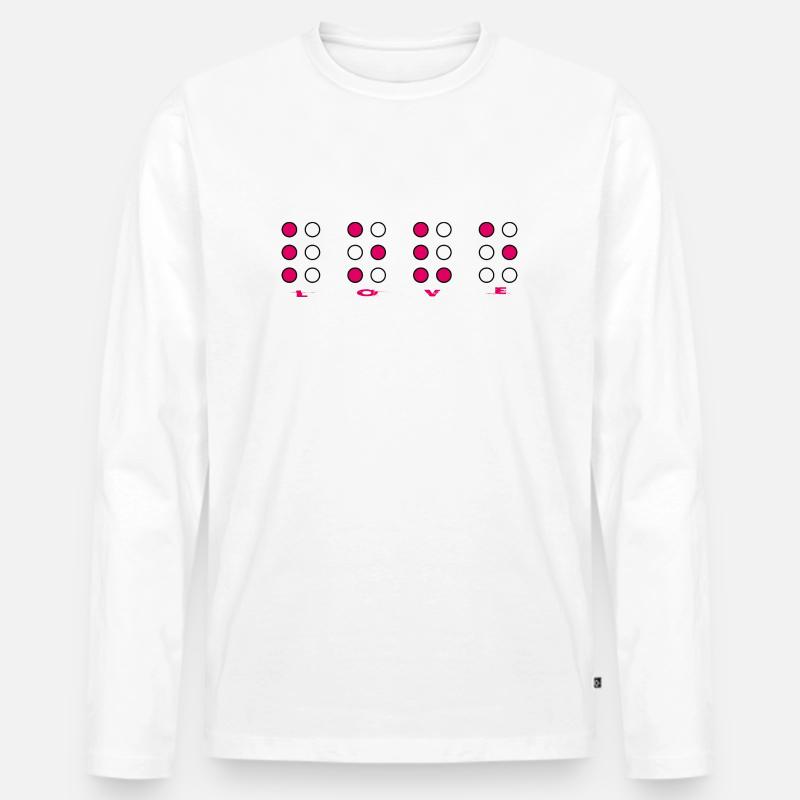 blindenschrift blind love liebe - Männer Premium Bio Langarmshirt - Weiß