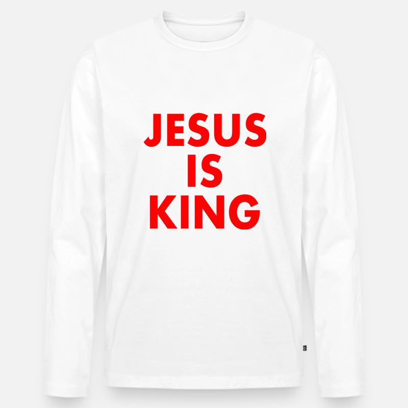 Jesus is king - Männer Premium Bio Langarmshirt - Weiß
