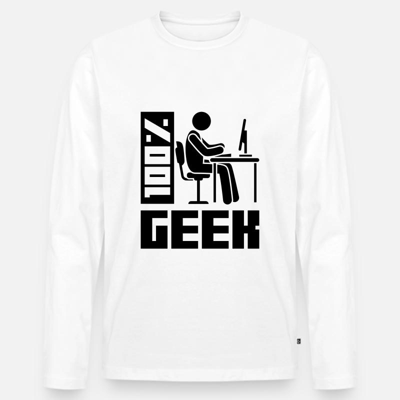 Geek Computer Symbol Pc - Männer Premium Bio Langarmshirt - Weiß