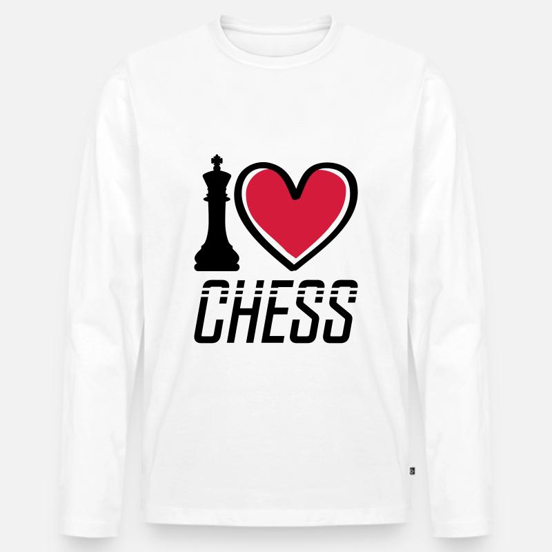 i love chess - Männer Premium Bio Langarmshirt - Weiß