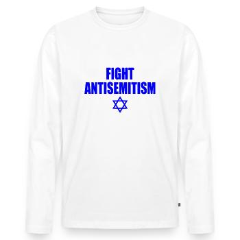 fight antisemitism - T-shirt manches longues Premium bio Homme - blanc - Devant - Nico (187cm)