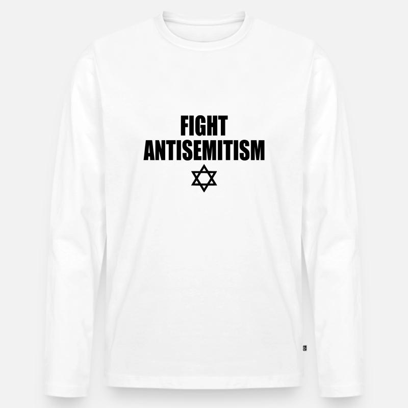 fight antisemitism - Männer Premium Bio Langarmshirt - Weiß