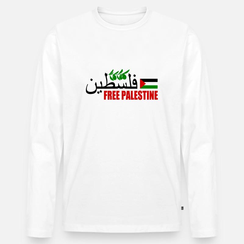 Free palestine فلسطين - Männer Premium Bio Langarmshirt - Weiß