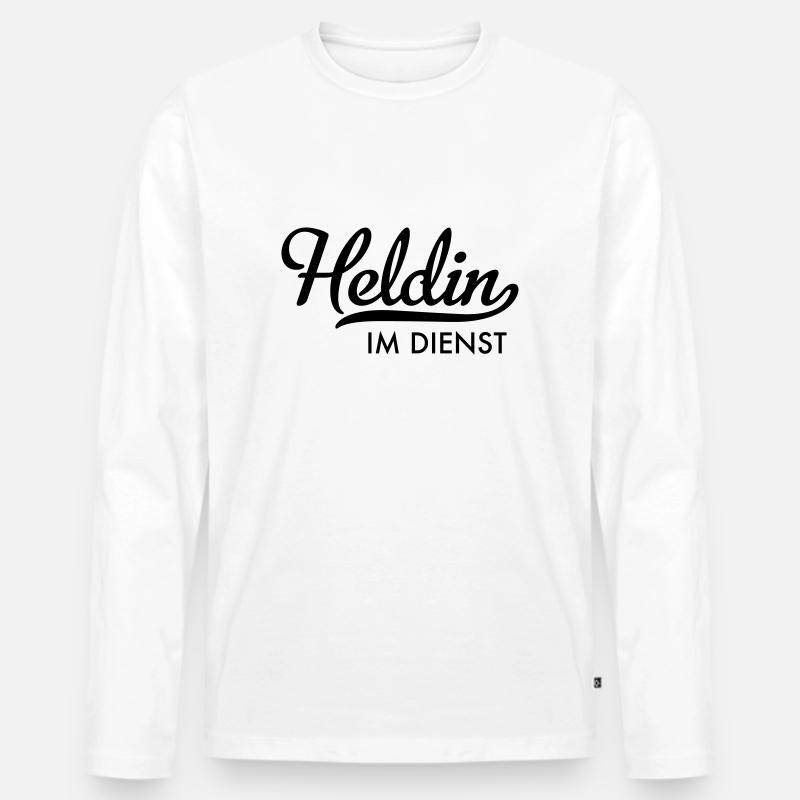 Heldin im Dienst - Männer Premium Bio Langarmshirt - Weiß