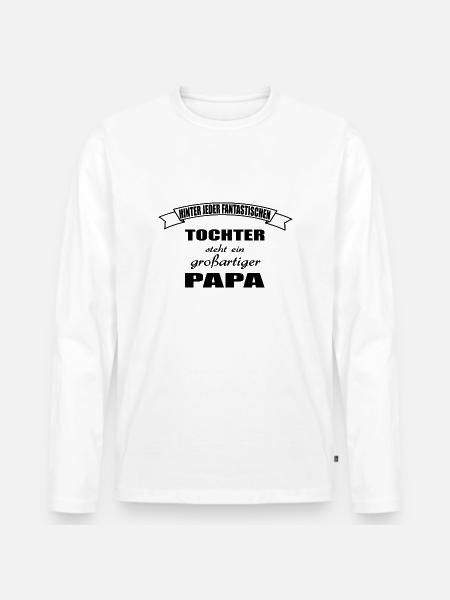Papa - Männer Premium Bio Langarmshirt - Weiß
