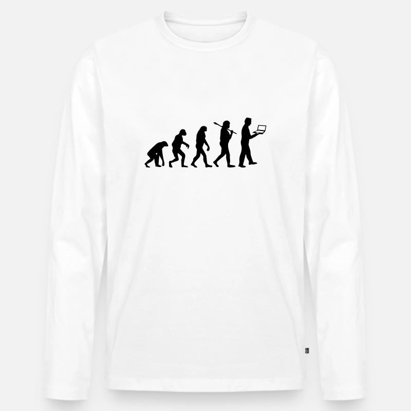 NERD EVOLUTION - Männer Premium Bio Langarmshirt - Weiß