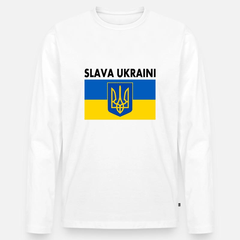 Slava ukraini - Männer Premium Bio Langarmshirt - Weiß