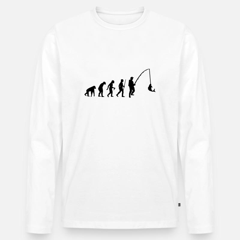EVOLUTION FISCHEN! - Männer Premium Bio Langarmshirt - Weiß