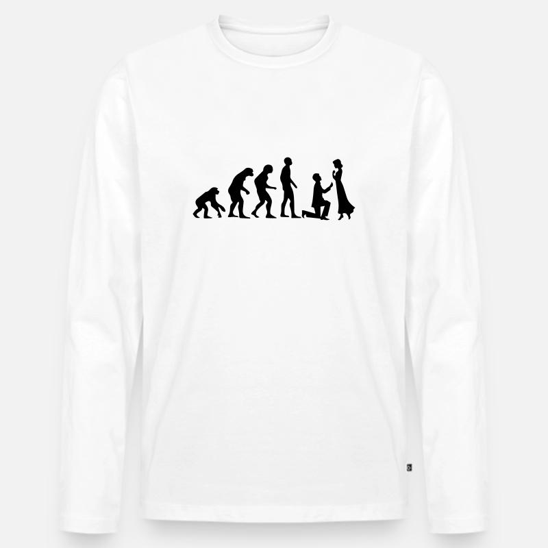 EVOLUTION HEIRATSANTRAG! - Männer Premium Bio Langarmshirt - Weiß
