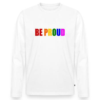 Be proud - T-shirt manches longues Premium bio Homme - blanc - Devant - Nico (187cm)