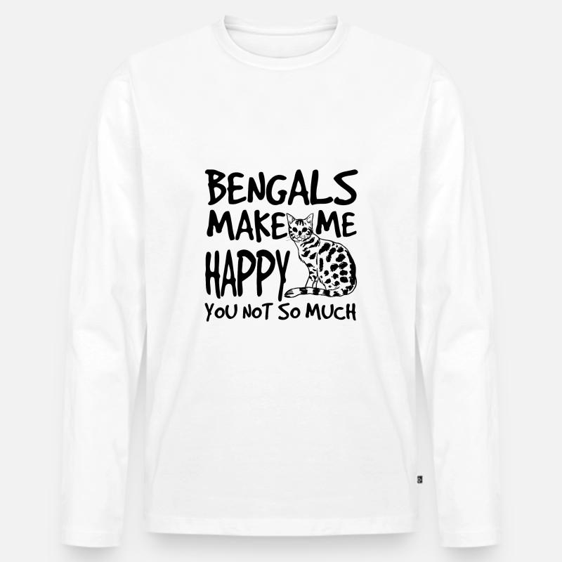Bengal Katze - Männer Premium Bio Langarmshirt - Weiß