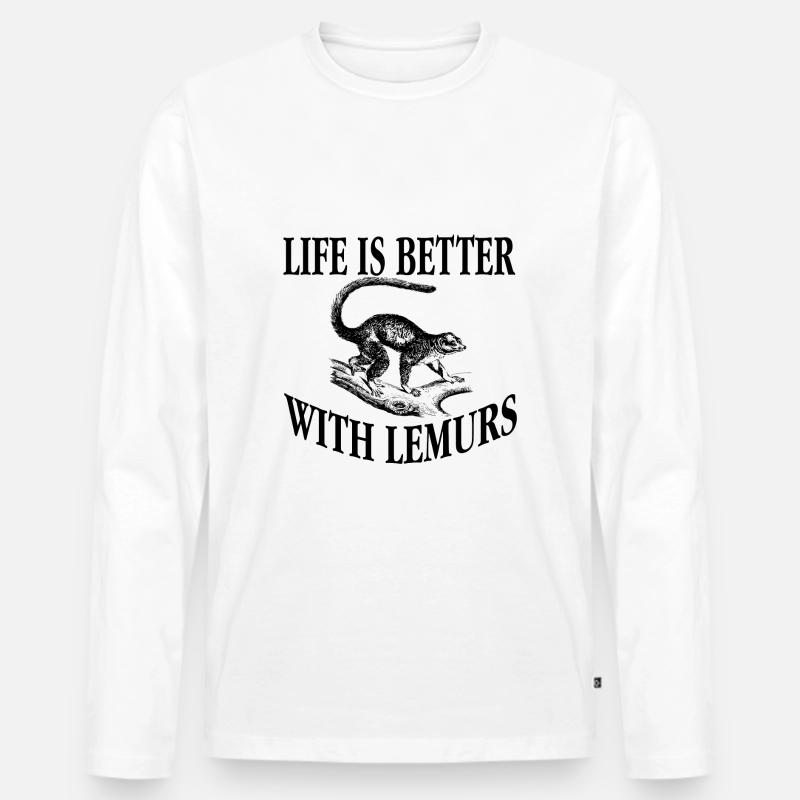 Lemur - Männer Premium Bio Langarmshirt - Weiß