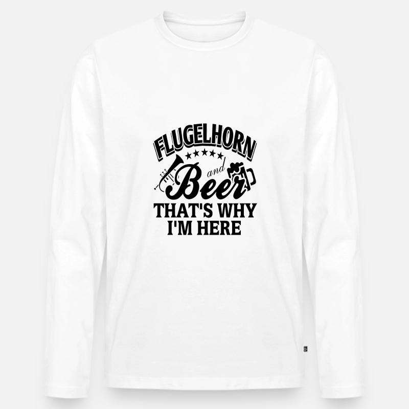 Flügelhorn - Männer Premium Bio Langarmshirt - Weiß
