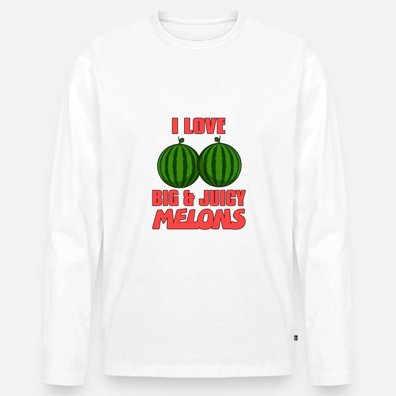Wassermelone - Männer Premium Bio Langarmshirt - Weiß