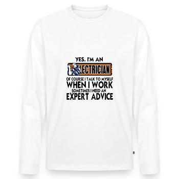 electrician - Men's Premium Organic Long Sleeve Shirt - white - Front - Nico (187cm)