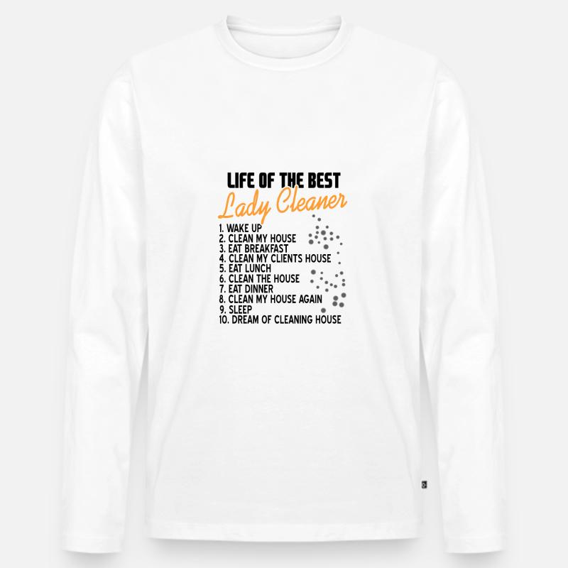 Putzfrau Geschenk - Männer Premium Bio Langarmshirt - Weiß