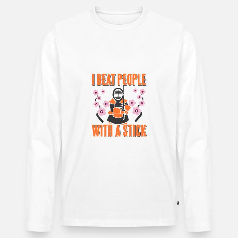 Kendo - Männer Premium Bio Langarmshirt - Weiß
