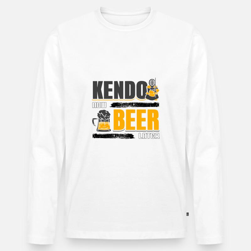 Kendo - Männer Premium Bio Langarmshirt - Weiß
