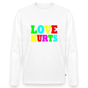 Love hurts - Men's Premium Organic Long Sleeve Shirt - white - Front - Nico (187cm)