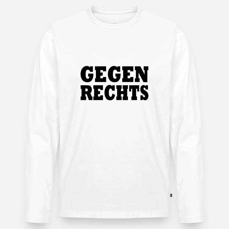 Gegen rechts - Männer Premium Bio Langarmshirt - Weiß