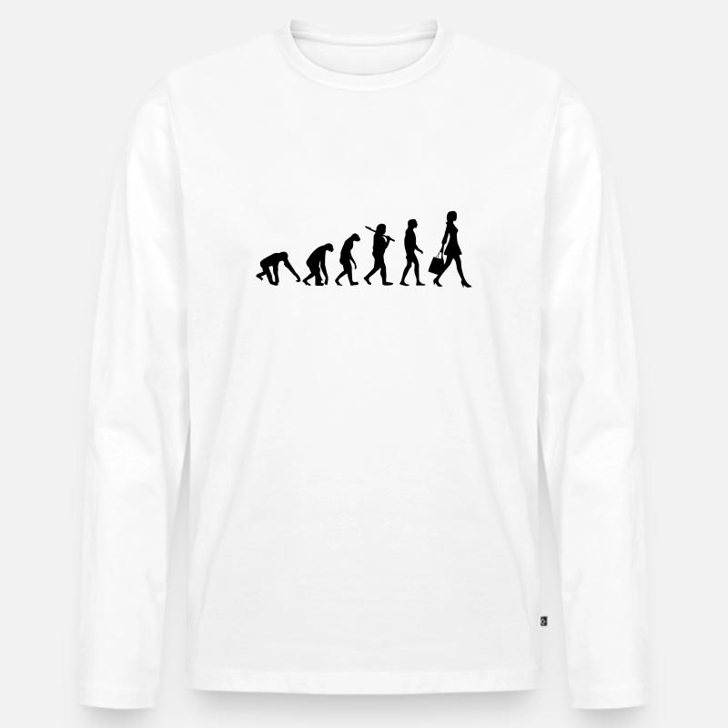 FRAUEN EVOLUTION - Männer Premium Bio Langarmshirt - Weiß