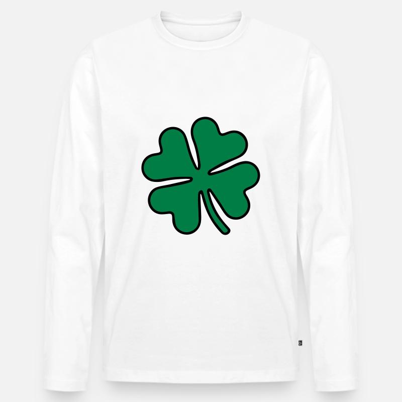 Kleeblatt - Männer Premium Bio Langarmshirt - Weiß